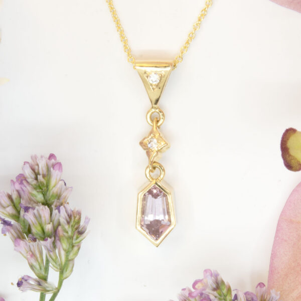 Pink Sapphire Shield Pendant