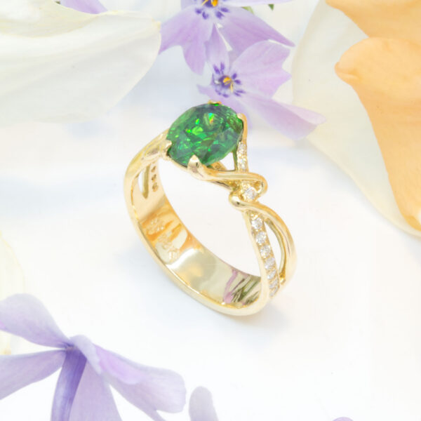 3.17ct Tsavorite Garnet Ring with Diamonds