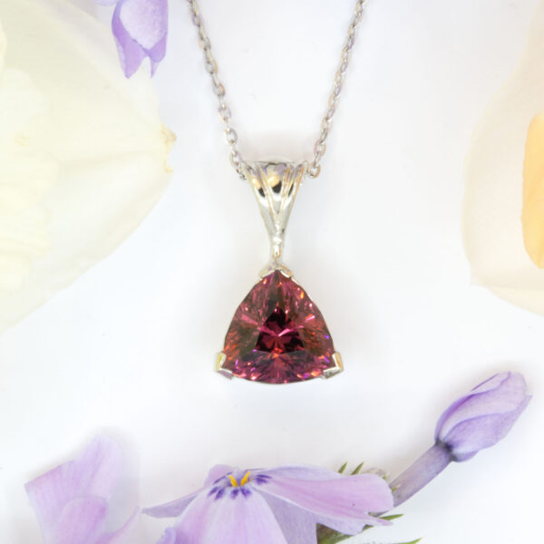 Rhodolite Garnet Trillion Pendant