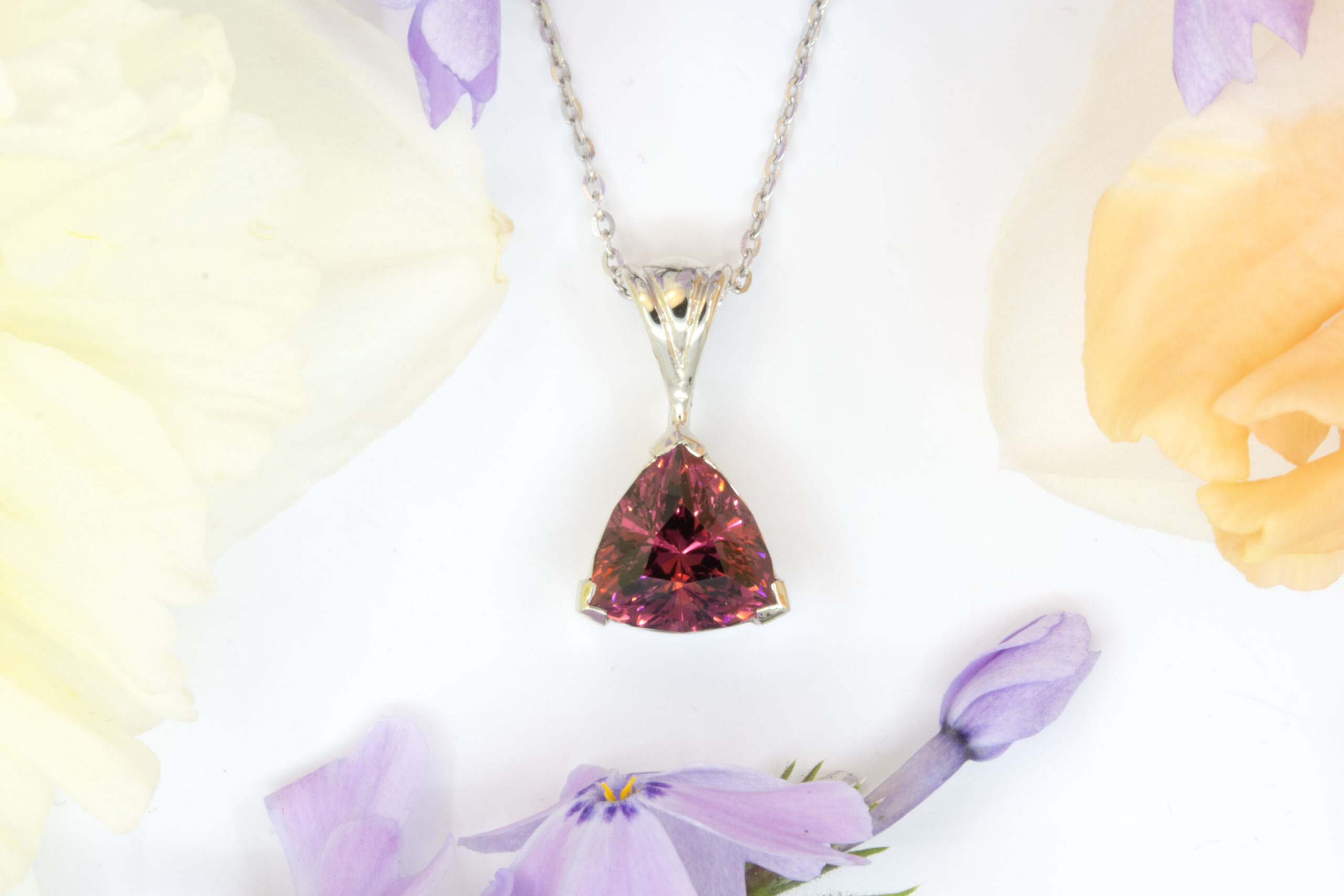 Rhodolite Garnet Trillion Pendant