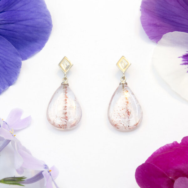 Quartz Hematite Drop Earrings