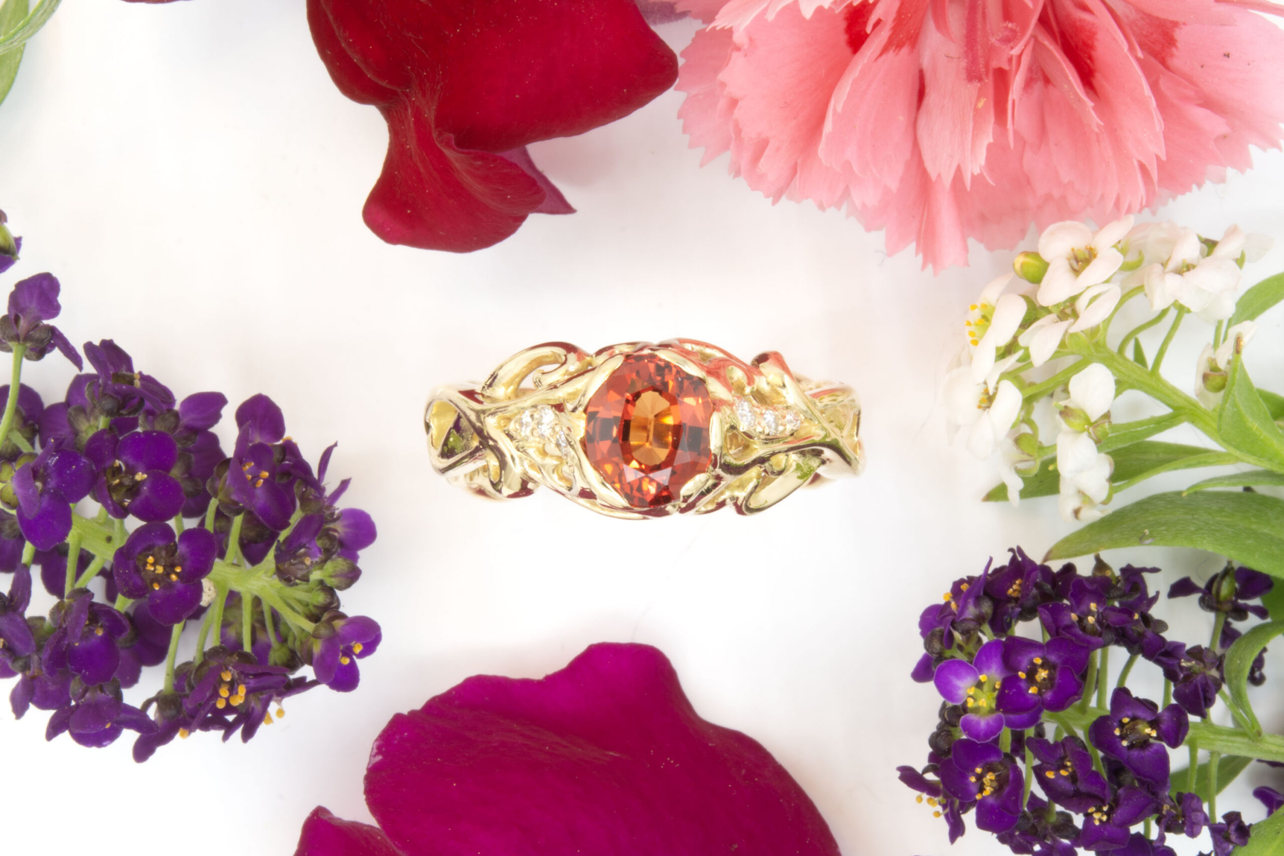 Orange Sapphire and Diamond Ring - Image 2
