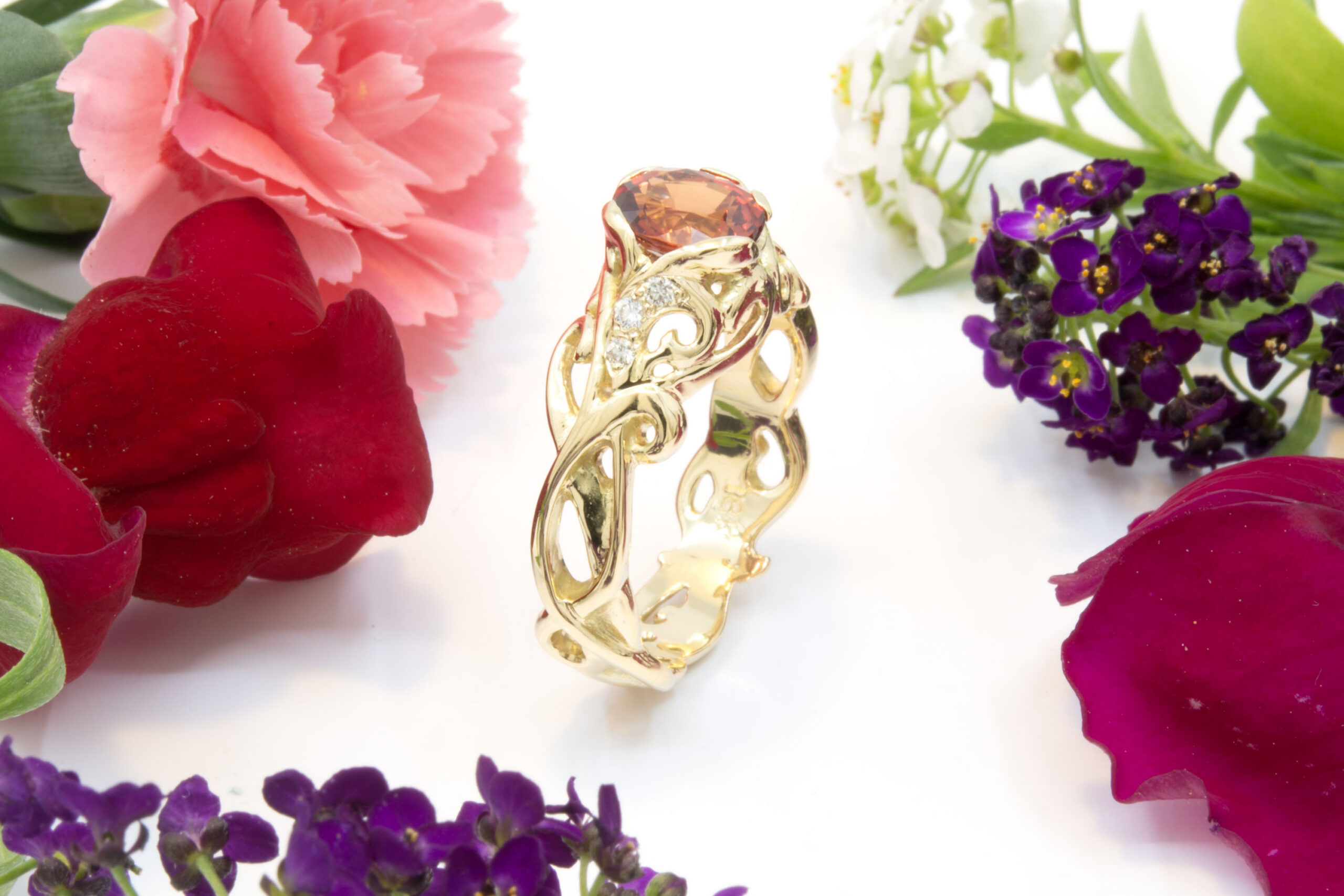 Orange Sapphire and Diamond Ring - Image 5