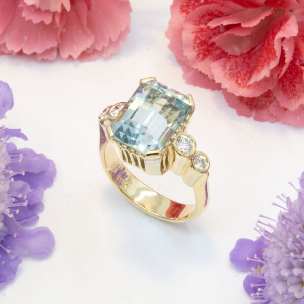 5.35ct Aquamarine Ring with Diamonds