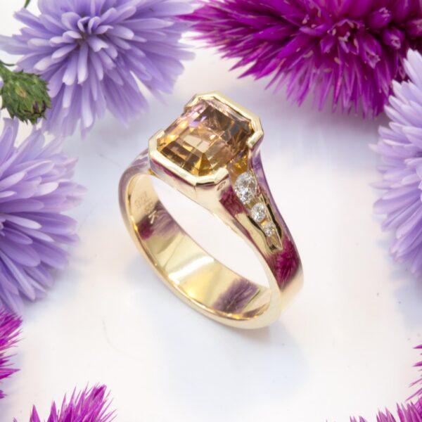 Bi-Color Tourmaline and Diamond Ring
